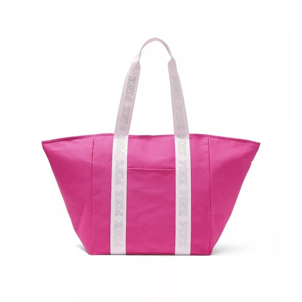 Victoria's Secret PINK Pink Canvas Tote Bag NWT Bling Rhinestones